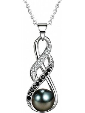 Elegant Tahitian Black Pearl Infinity Necklace - Perfect Gift for Her